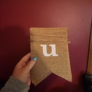 Burlap Banner with White Letter 'Thank You'